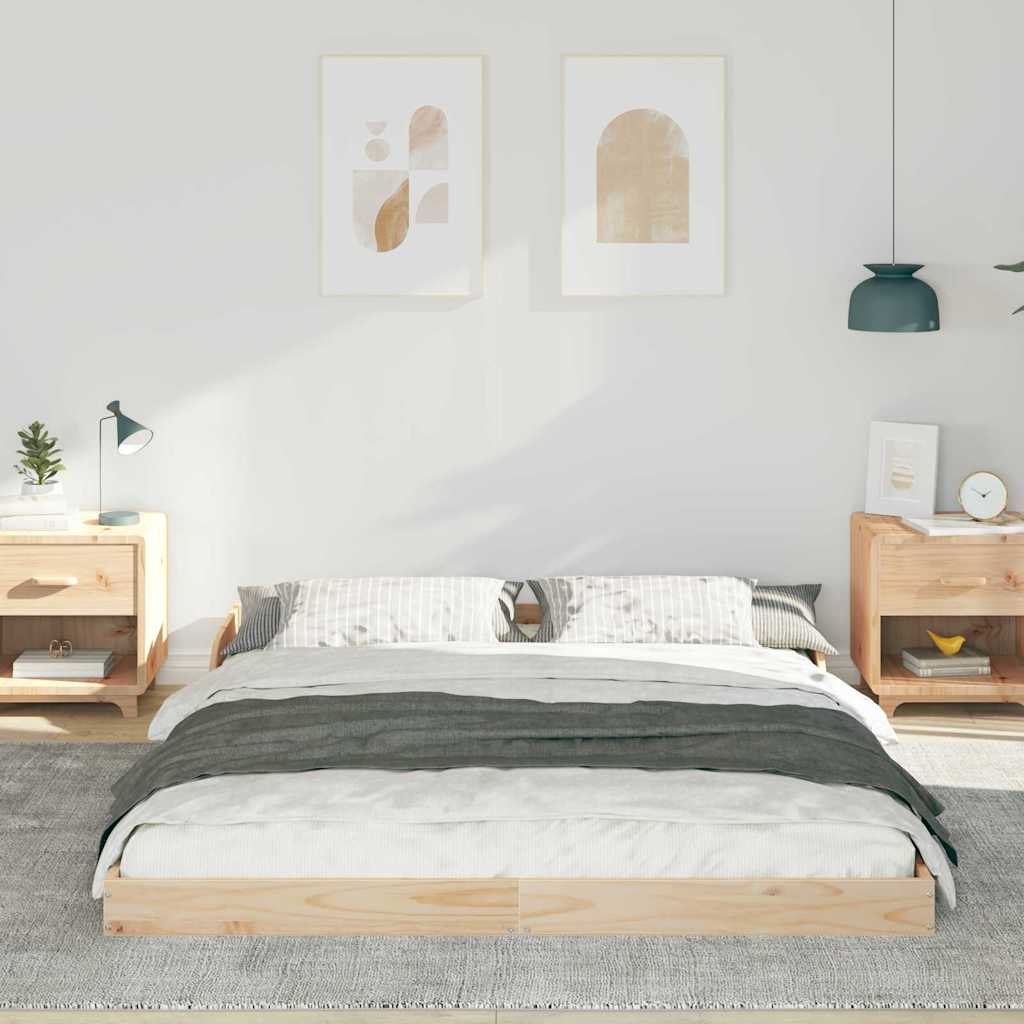 Sengestel Brun 140 x 220 cm Massiv fyrretræ