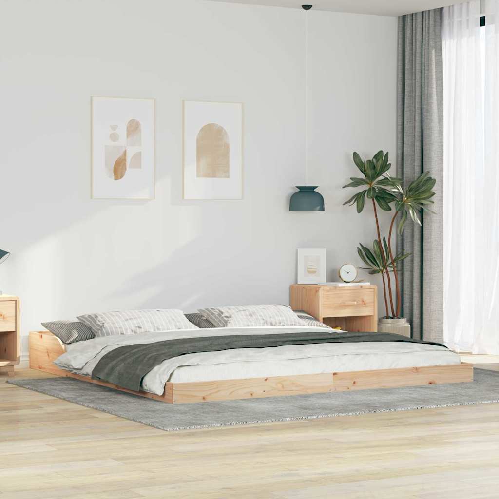 Sengestel Brun 180 x 220 cm Massiv fyrretræ