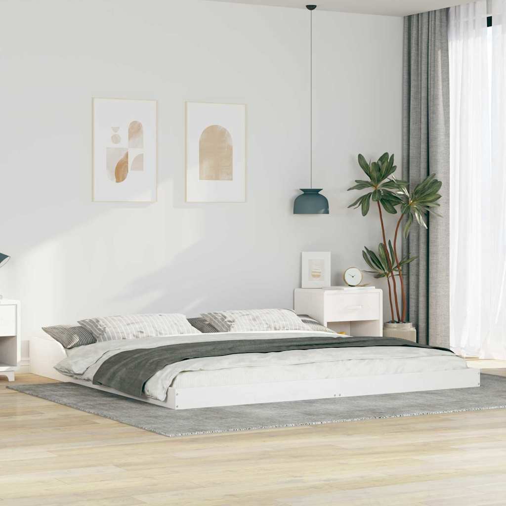 Sengestel Hvid 180 x 220 cm Massiv fyrretræ