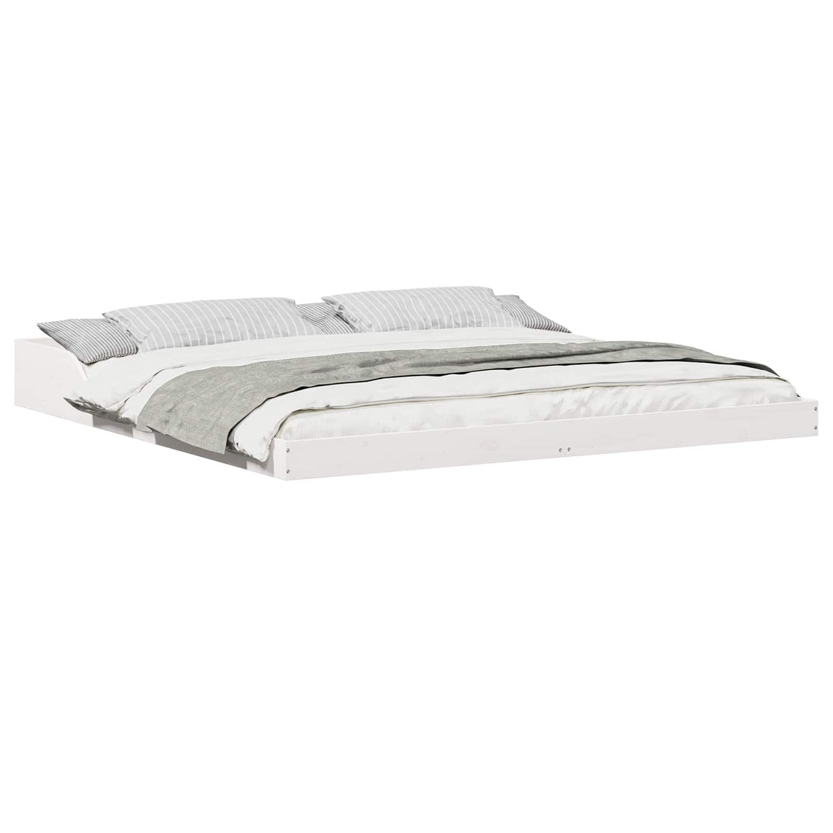 Sengestel Hvid 200 x 220 cm Massiv fyrretræ