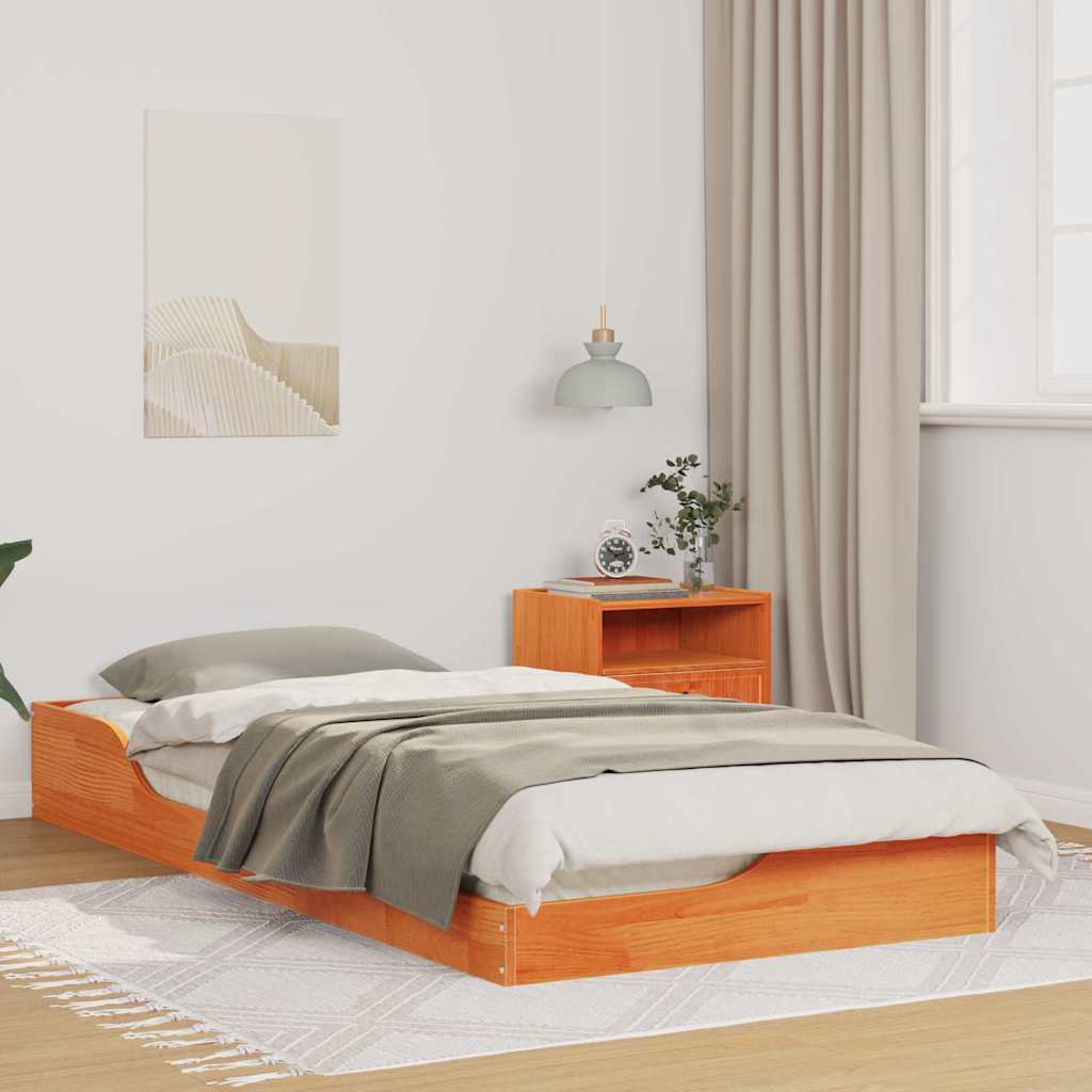 Sengestel Voks brun 100 x 200 cm Massiv fyrretræ
