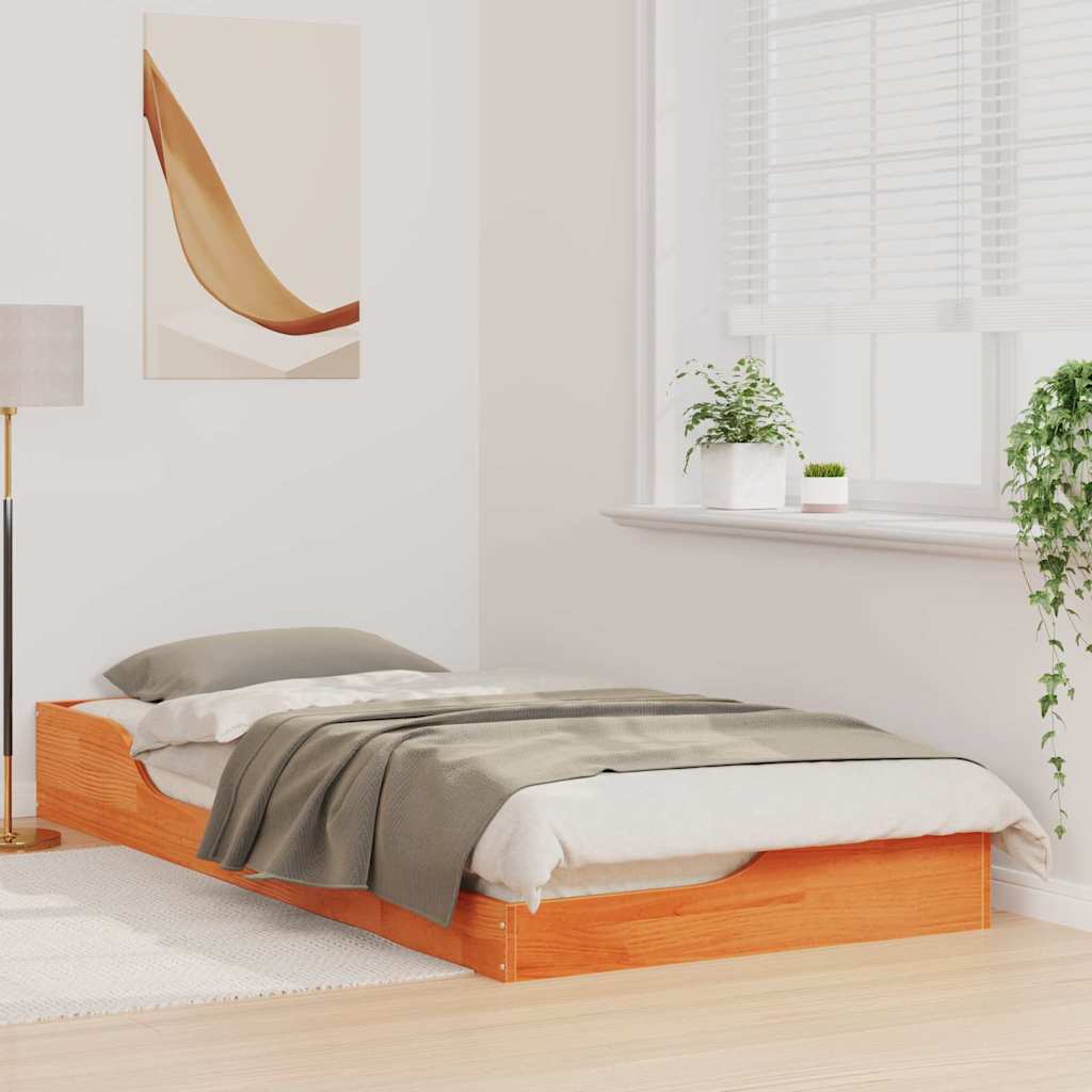 Sengestel Voks brun 100 x 200 cm Massiv fyrretræ