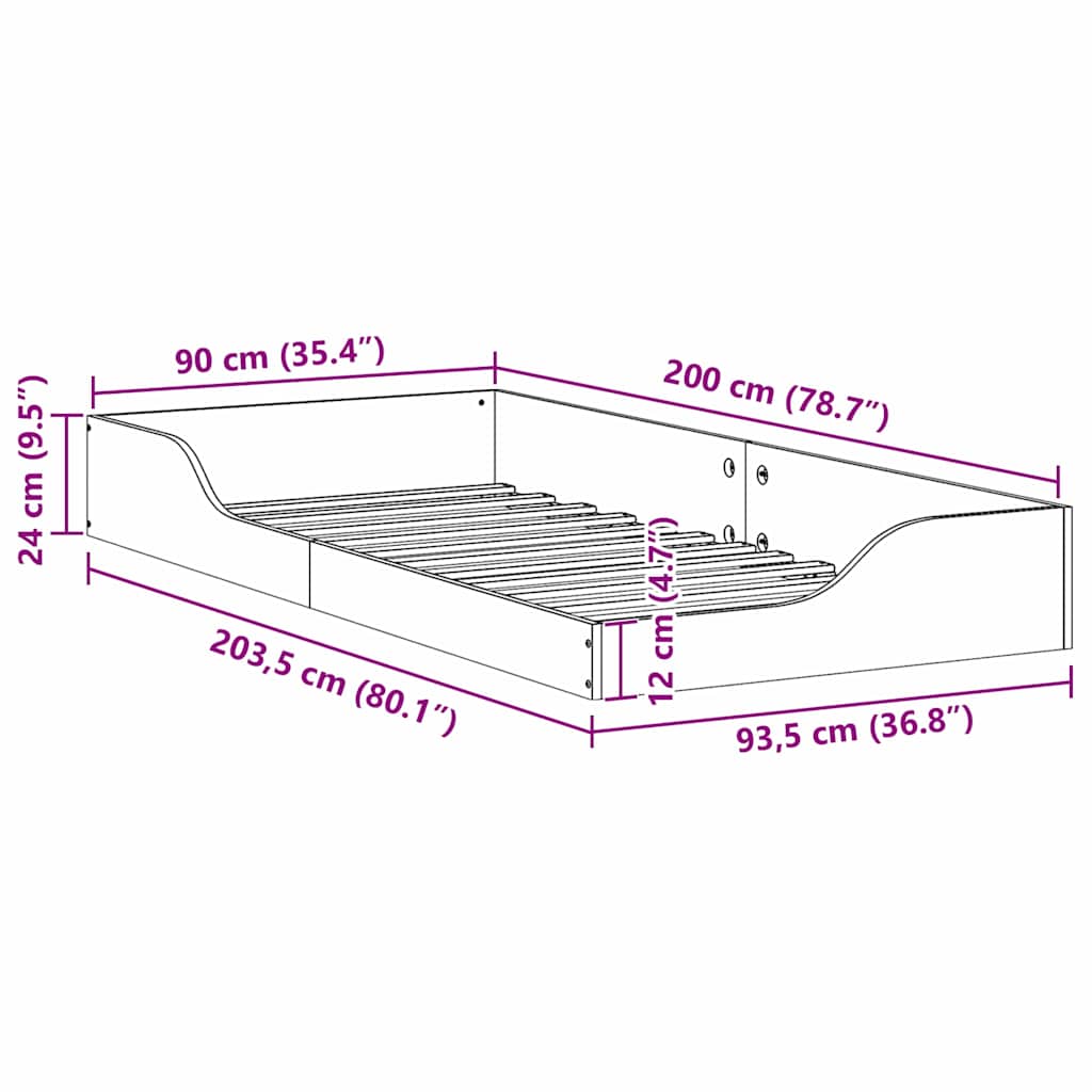 Sengestel Voks brun 90 x 200 cm Massiv fyrretræ