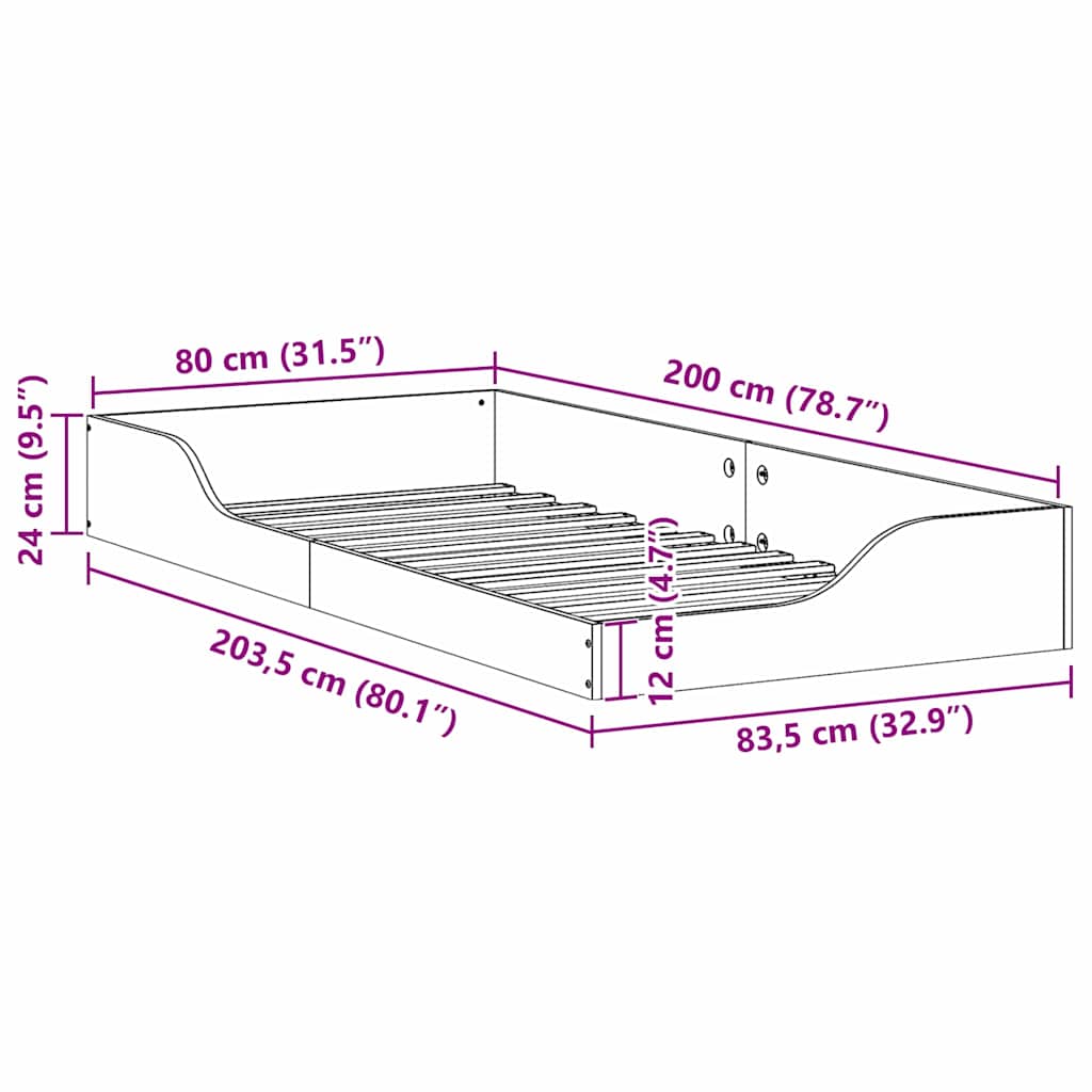 Sengestel Voks brun 80 x 200 cm Massiv fyrretræ