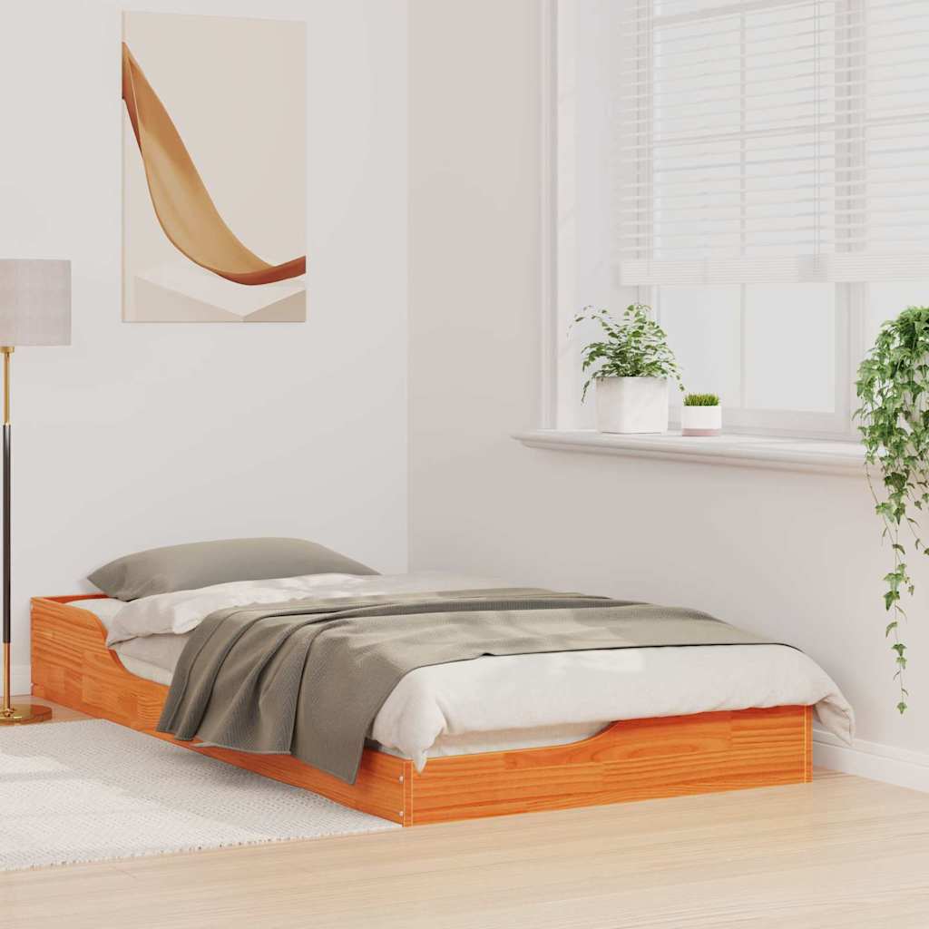 Sengestel Voks brun 90 x 190 cm Massiv fyrretræ