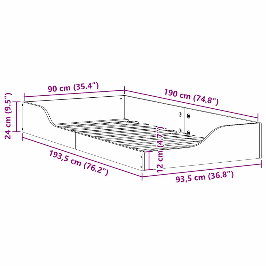 Sengestel Voks brun 90 x 190 cm Massiv fyrretræ