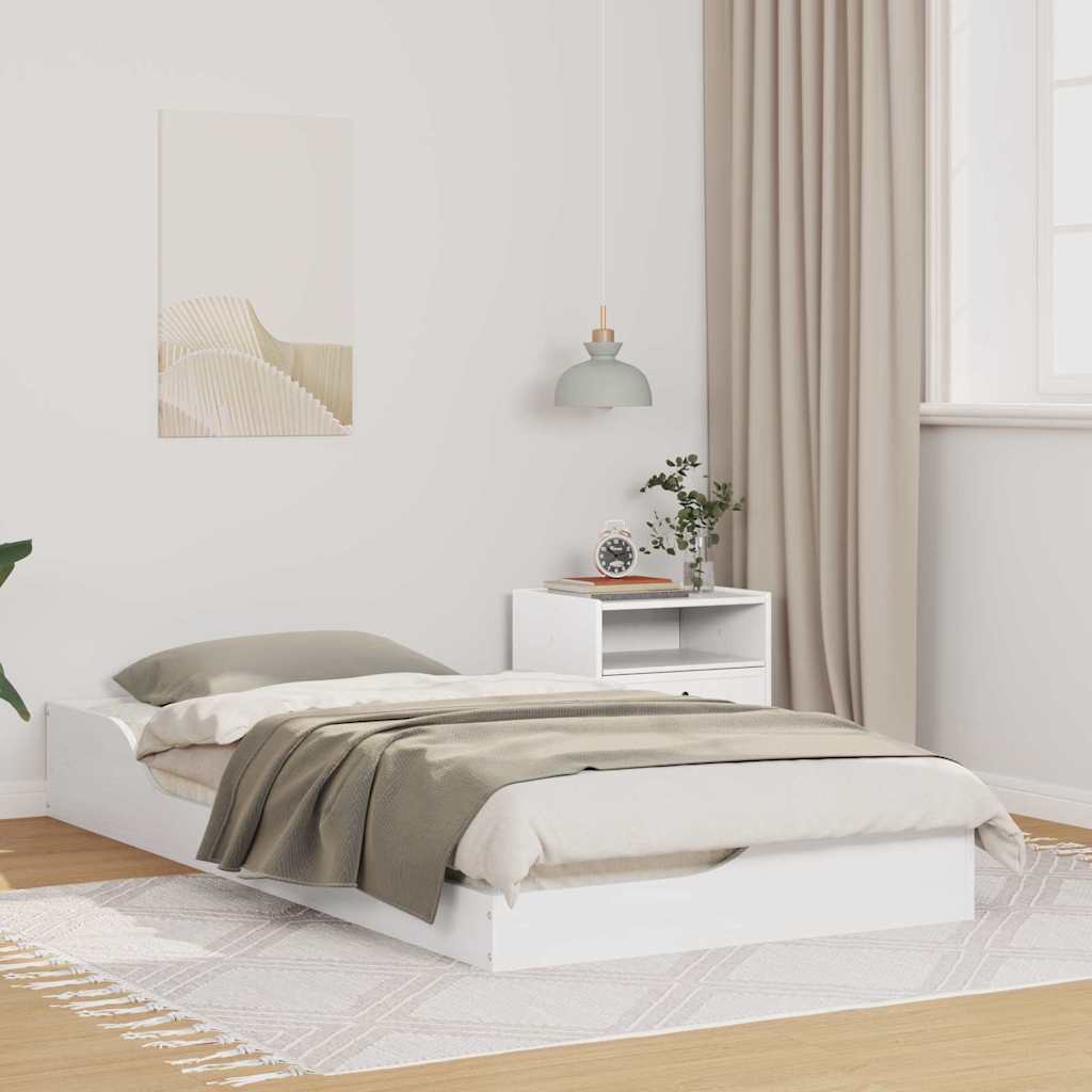 Sengestel Hvid 75 x 190 cm Massiv fyrretræ