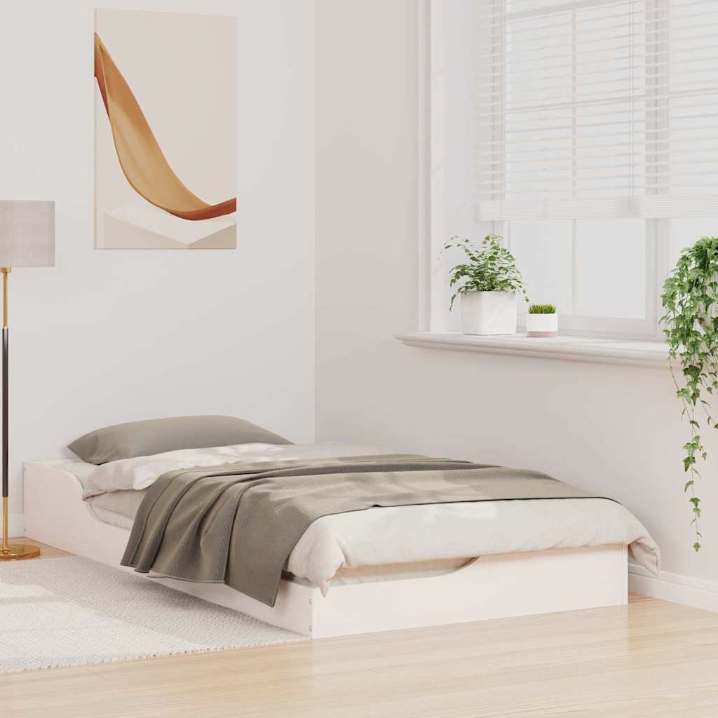 Sengestel Hvid 75 x 190 cm Massiv fyrretræ