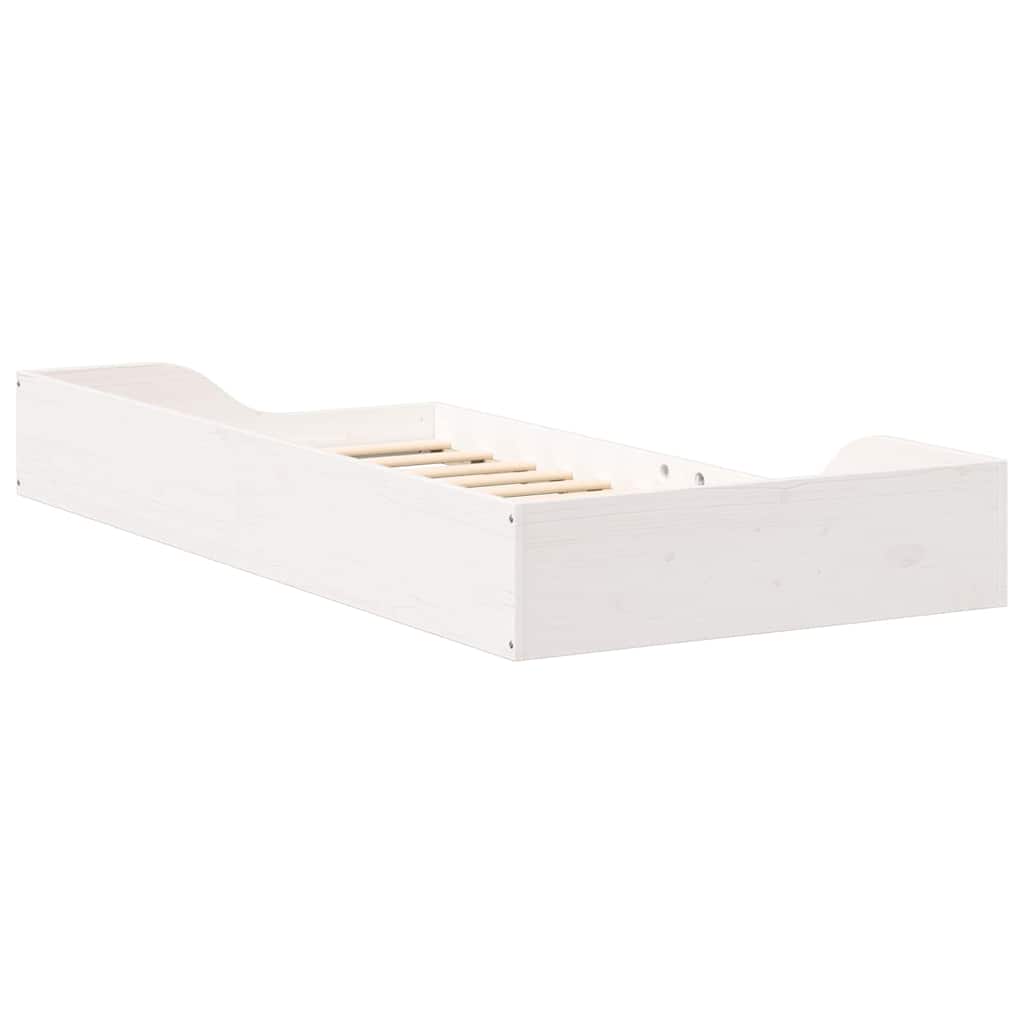 Sengestel Hvid 75 x 190 cm Massiv fyrretræ