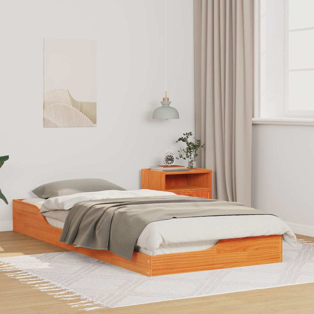 Sengestel Voks brun 90 x 210 cm Massiv fyrretræ