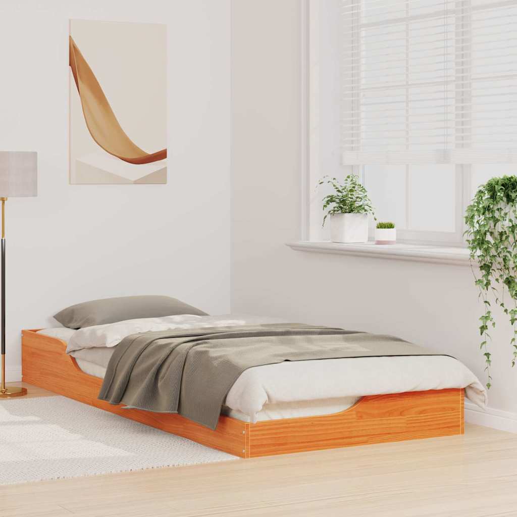 Sengestel Voks brun 90 x 210 cm Massiv fyrretræ