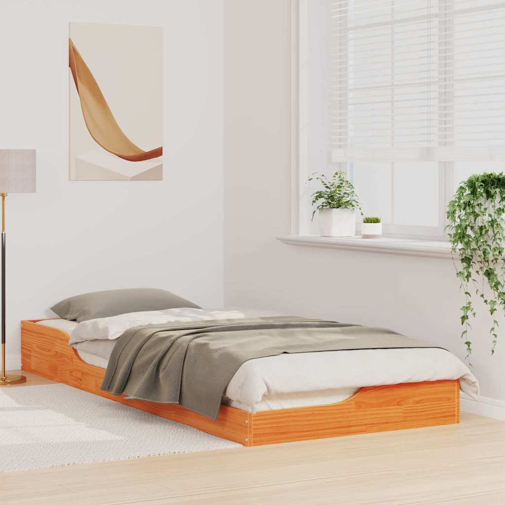 Sengestel Voks brun 80 x 220 cm Massiv fyrretræ