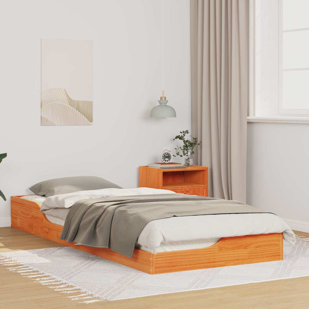 Sengestel Voks brun 90 x 220 cm Massiv fyrretræ