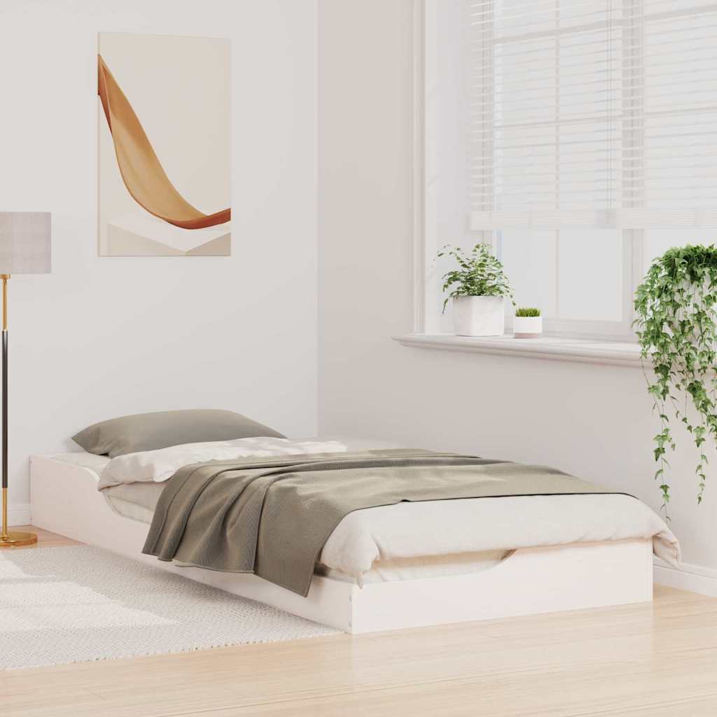 Sengestel Hvid 100 x 220 cm Massiv fyrretræ