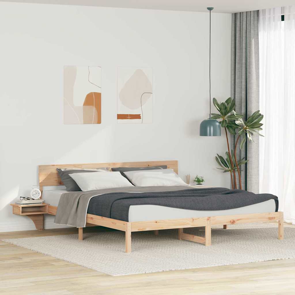 Sengestel med hovedgærde Brun 180 x 200 cm Massiv fyrretræ
