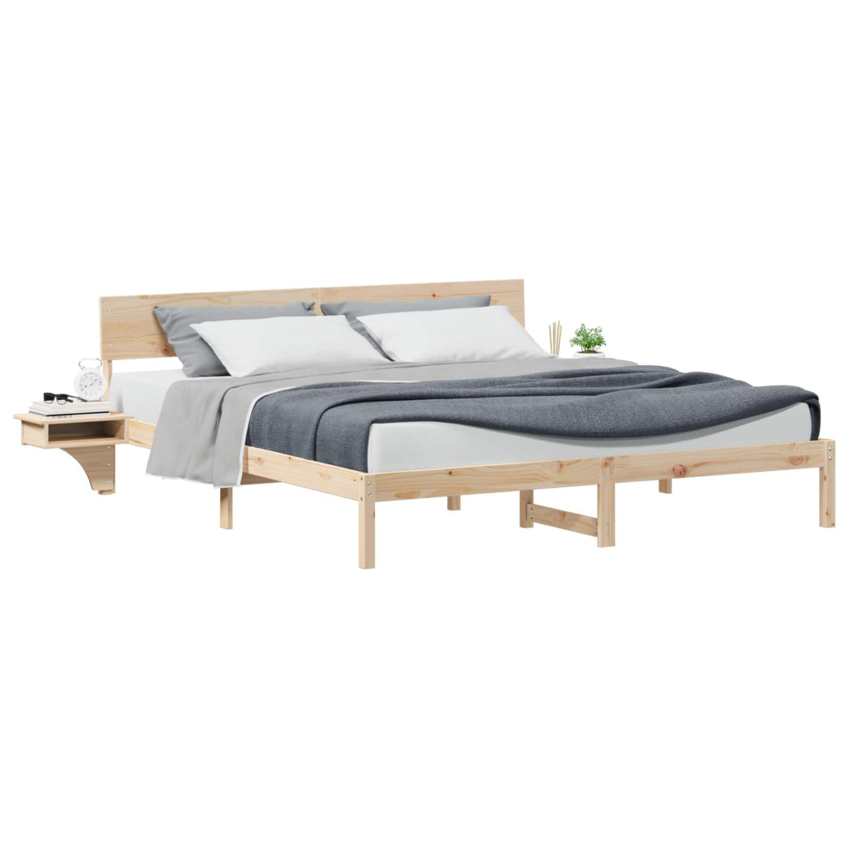 Sengestel med hovedgærde Brun 180 x 200 cm Massiv fyrretræ