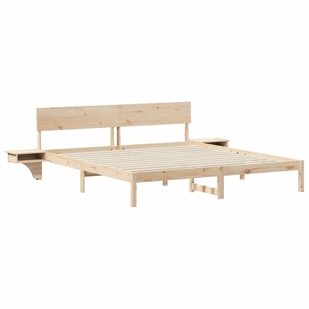 Sengestel med hovedgærde Brun 180 x 200 cm Massiv fyrretræ