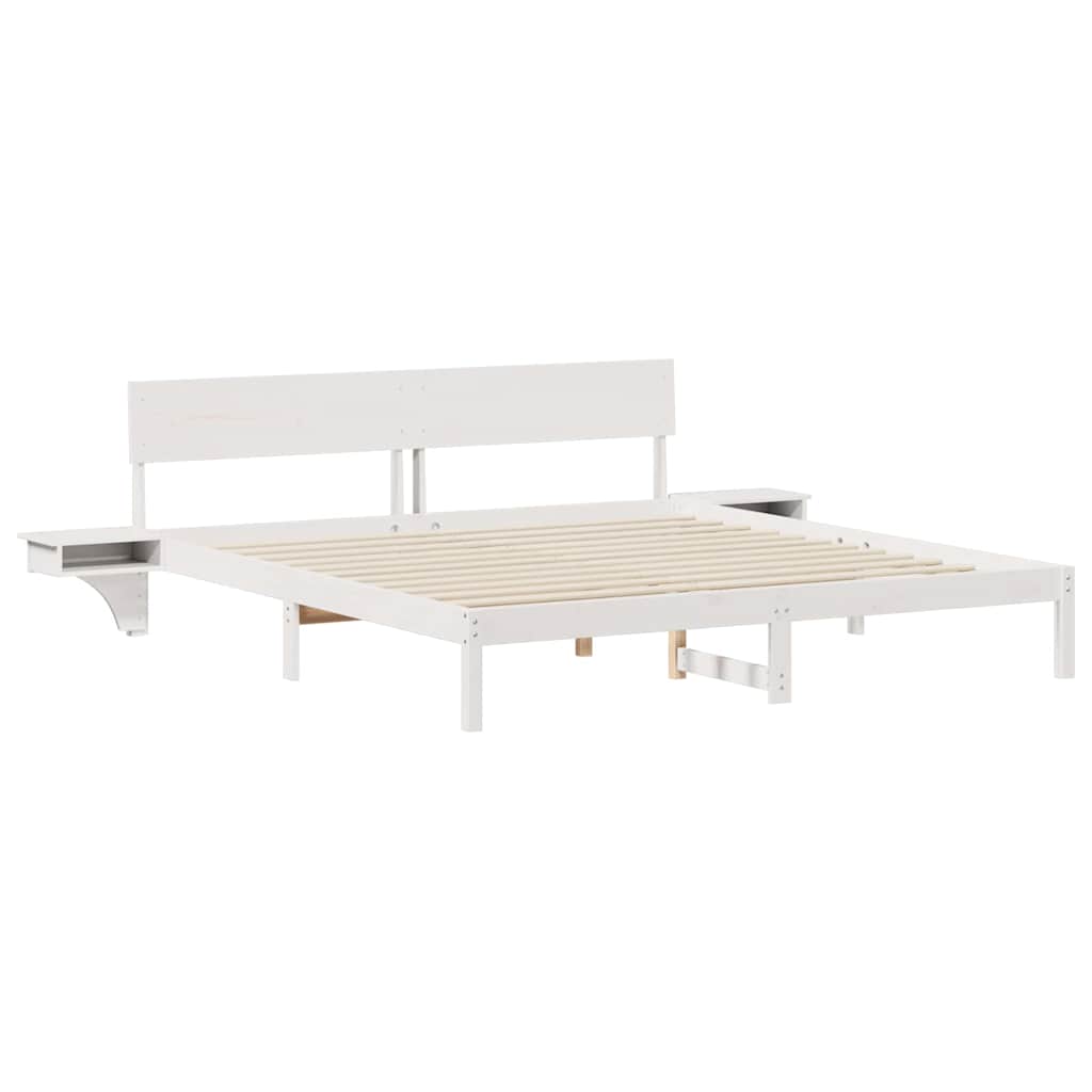 Sengestel med hovedgærde Hvid 180 x 200 cm Massiv fyrretræ