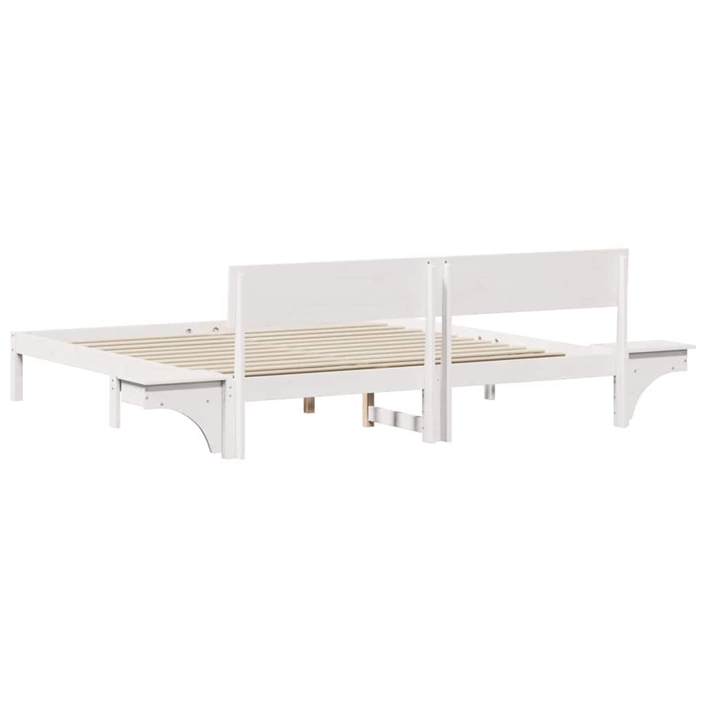 Sengestel med hovedgærde Hvid 180 x 200 cm Massiv fyrretræ