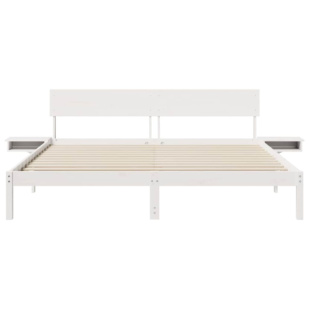 Sengestel med hovedgærde Hvid 180 x 200 cm Massiv fyrretræ
