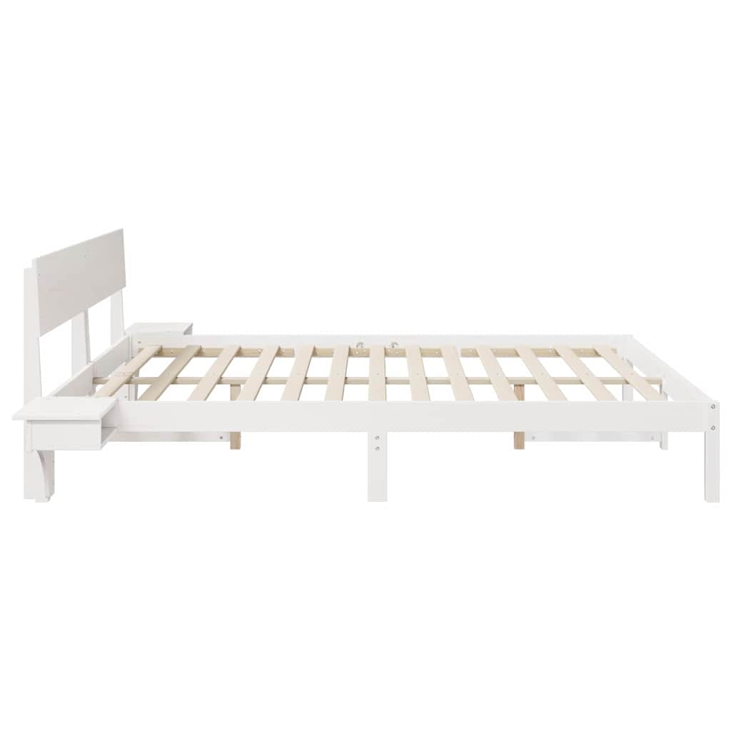 Sengestel med hovedgærde Hvid 180 x 200 cm Massiv fyrretræ