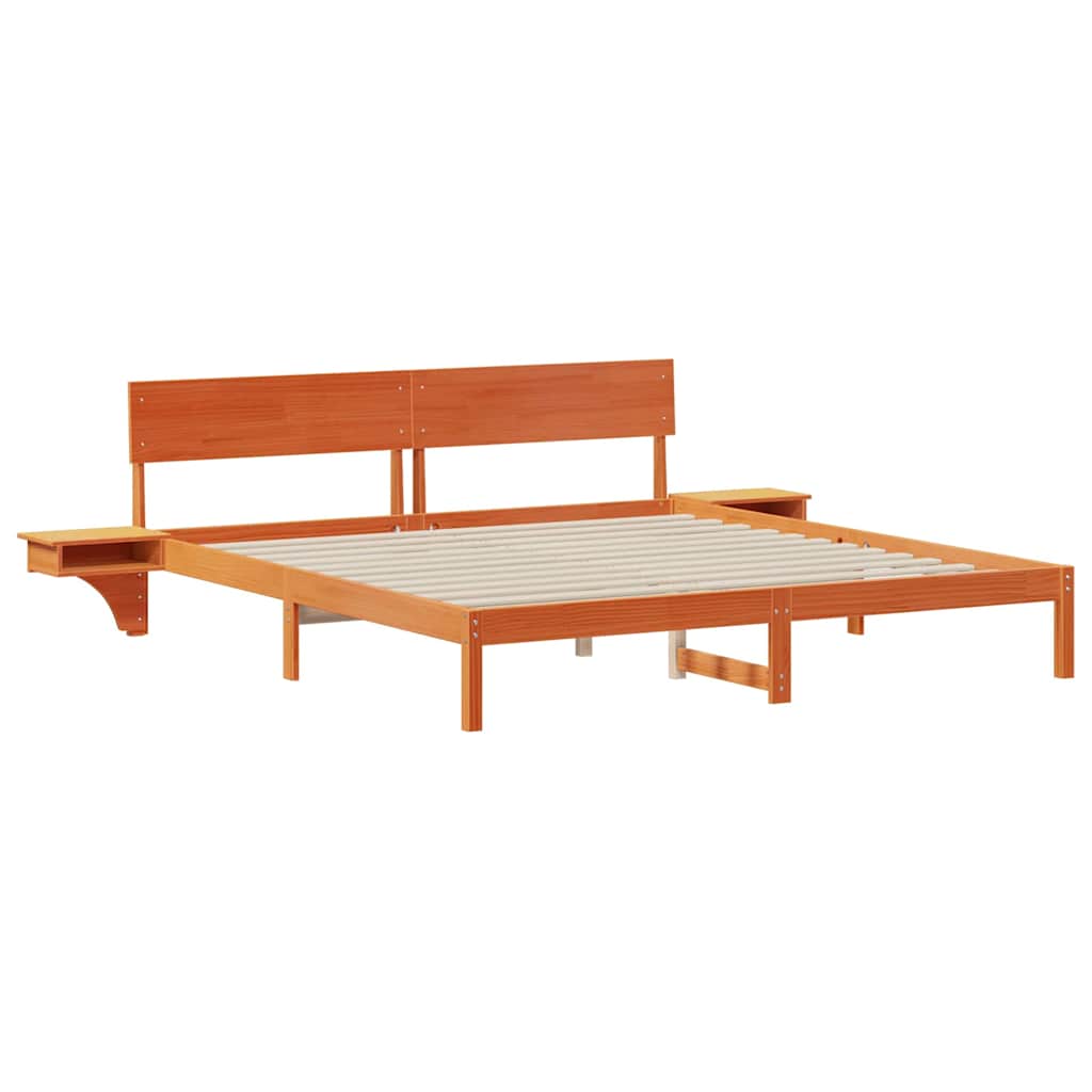 Sengestel med hovedgærde Voks brun 180 x 200 cm Massiv fyrretræ