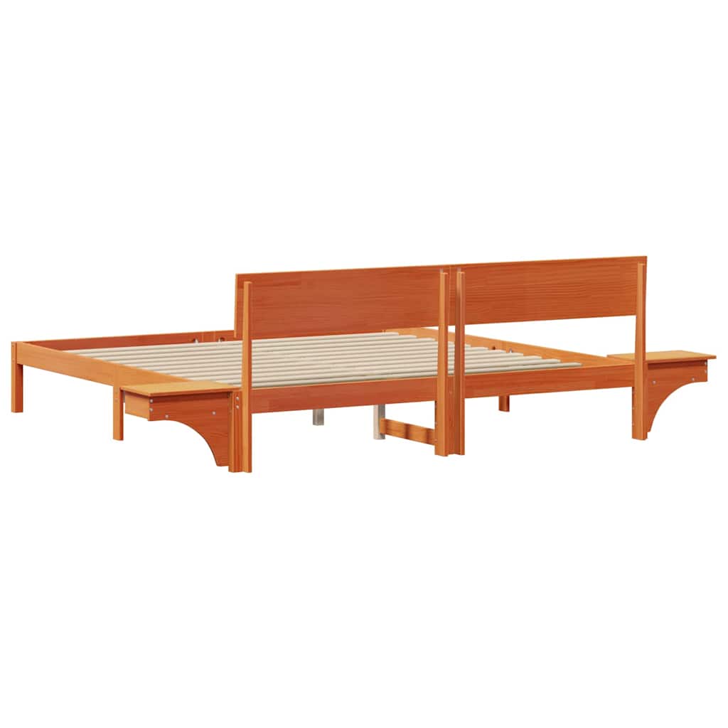 Sengestel med hovedgærde Voks brun 180 x 200 cm Massiv fyrretræ