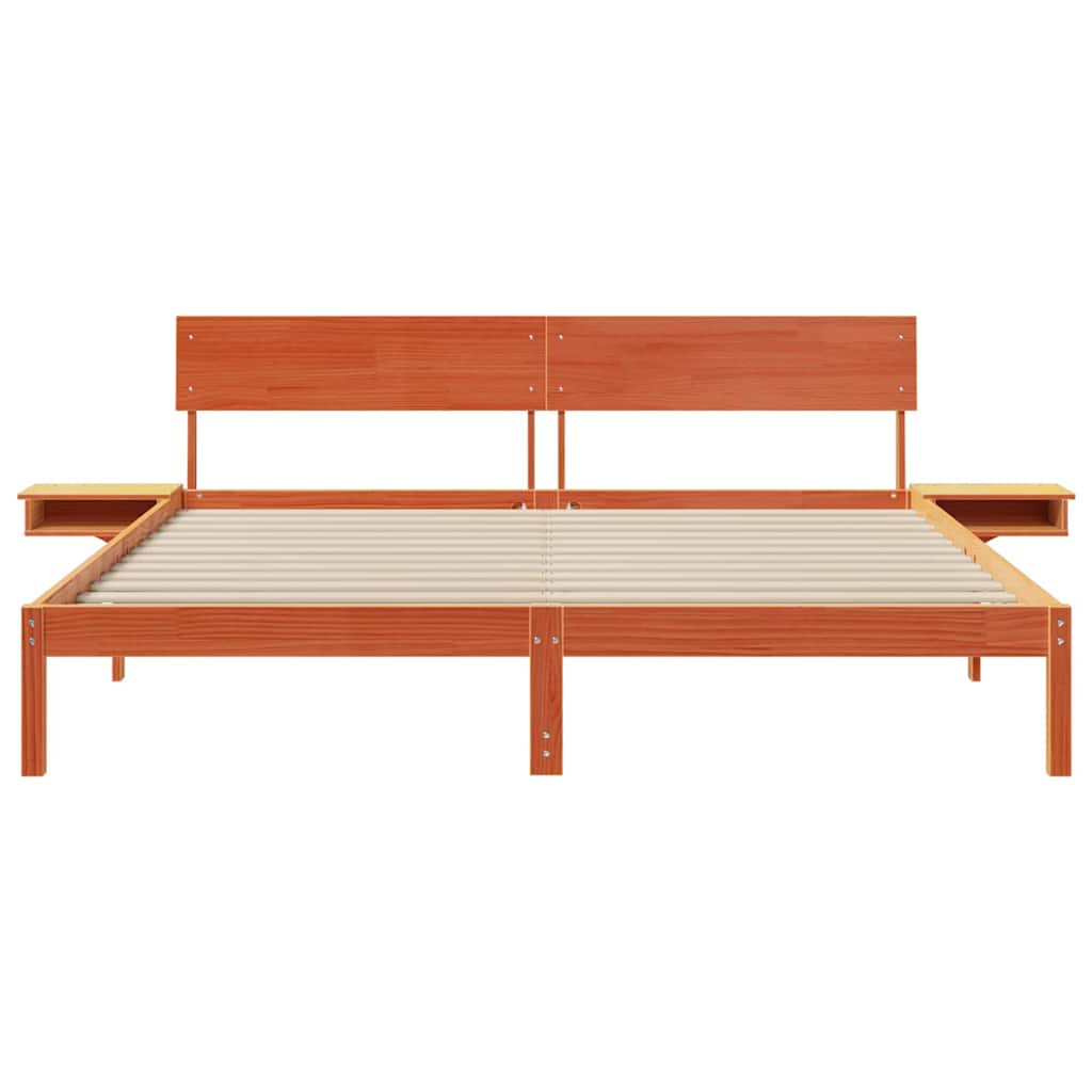 Sengestel med hovedgærde Voks brun 180 x 200 cm Massiv fyrretræ