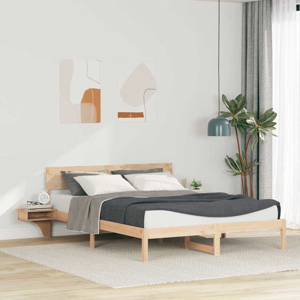 Sengestel med hovedgærde Brun 160 x 200 cm Massiv fyrretræ