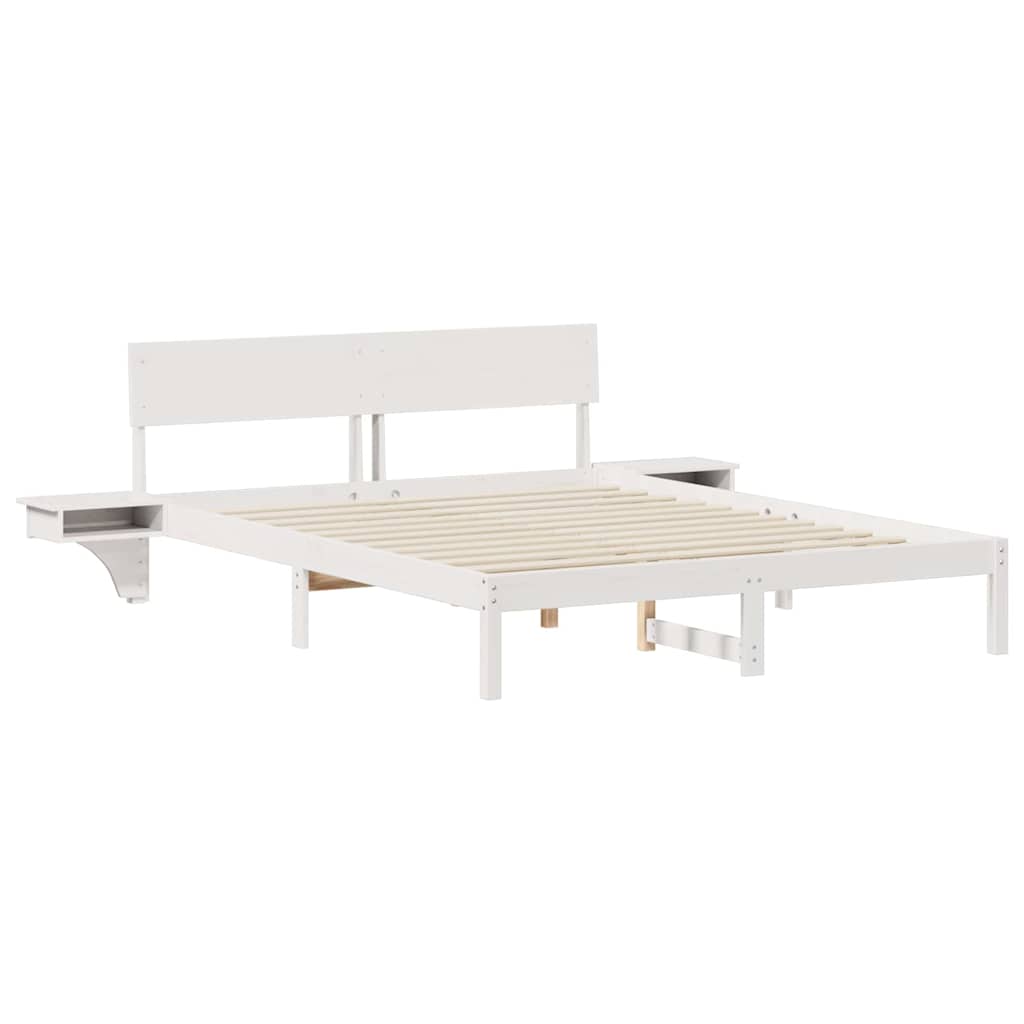 Sengestel med hovedgærde Hvid 160 x 200 cm Massiv fyrretræ
