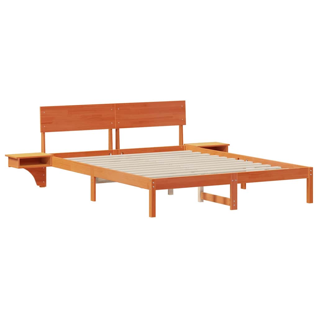 Sengestel med hovedgærde Voks brun 160 x 200 cm Massiv fyrretræ