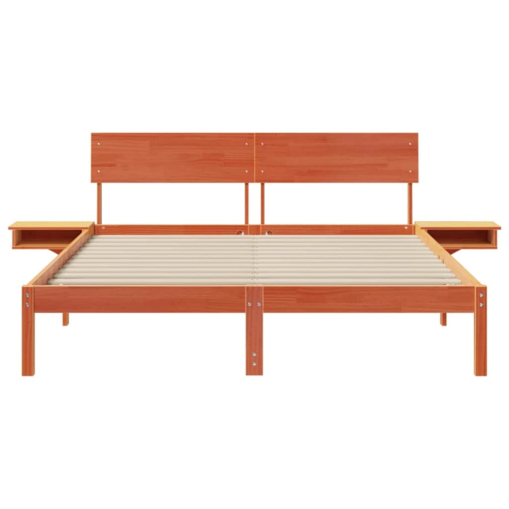 Sengestel med hovedgærde Voks brun 160 x 200 cm Massiv fyrretræ
