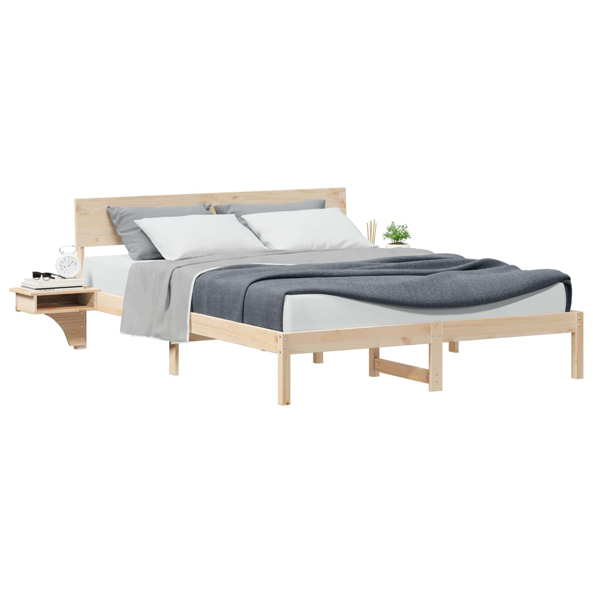 Sengestel med hovedgærde Brun 150 x 200 cm Massiv fyrretræ