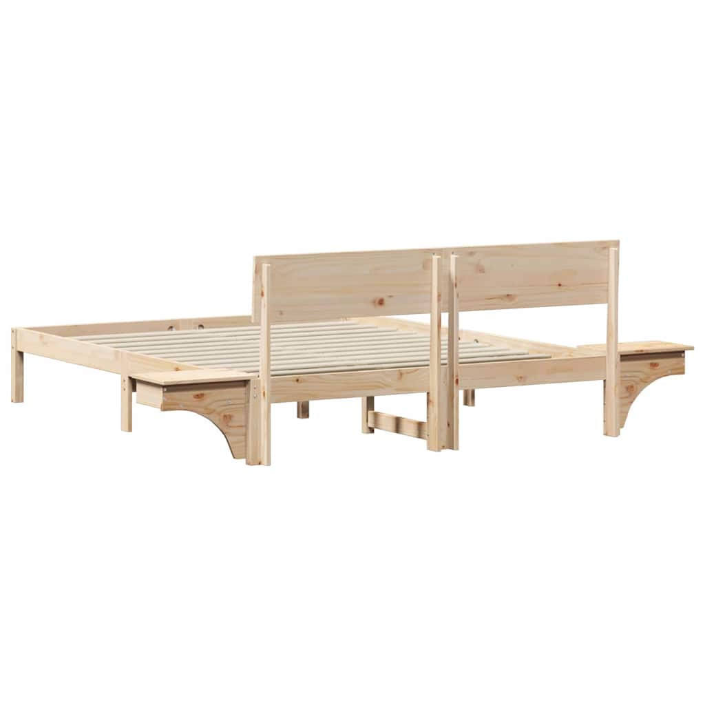 Sengestel med hovedgærde Brun 150 x 200 cm Massiv fyrretræ