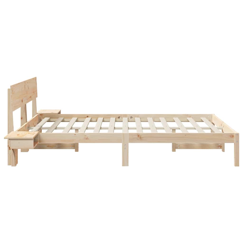 Sengestel med hovedgærde Brun 150 x 200 cm Massiv fyrretræ