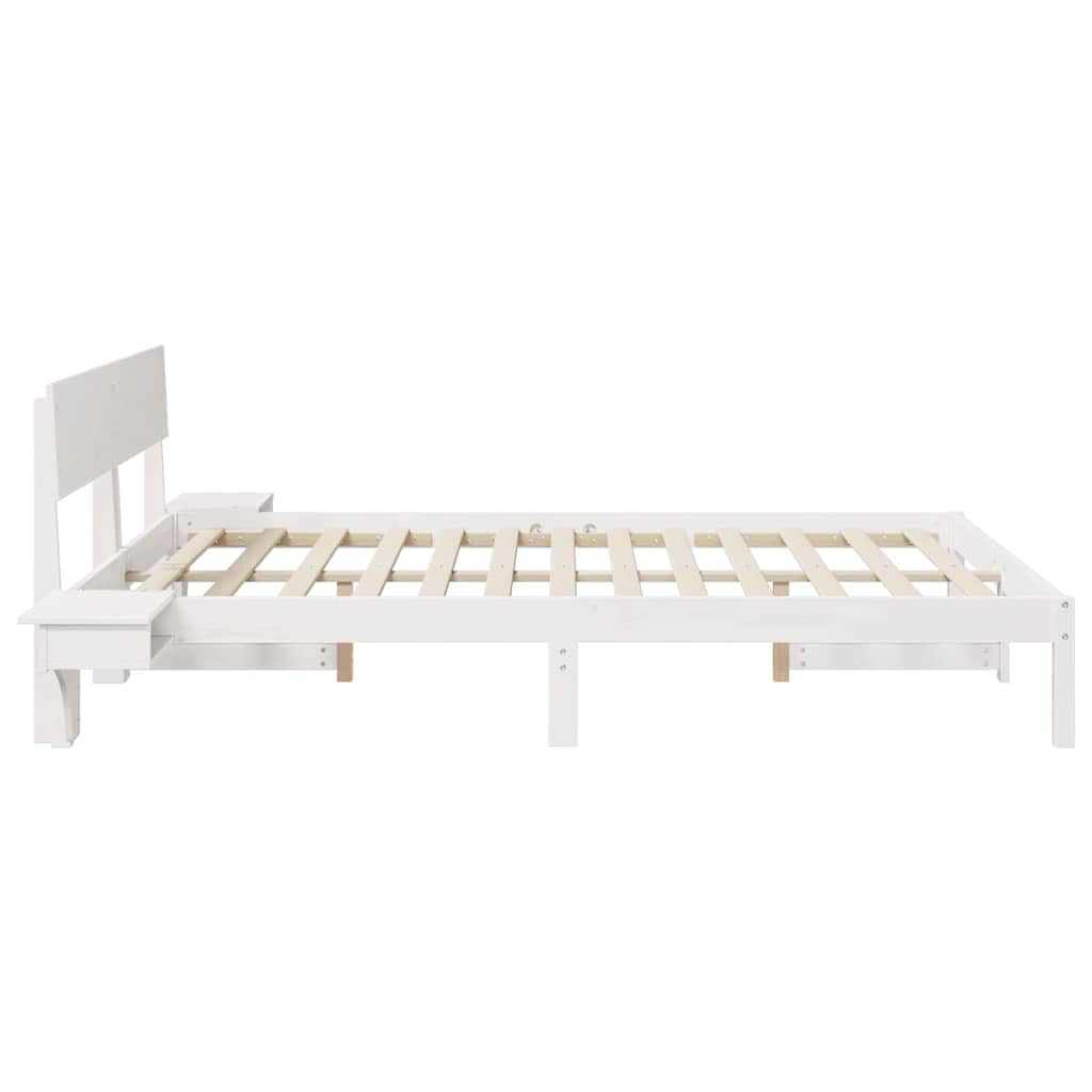 Sengestel med hovedgærde Hvid 150 x 200 cm Massiv fyrretræ