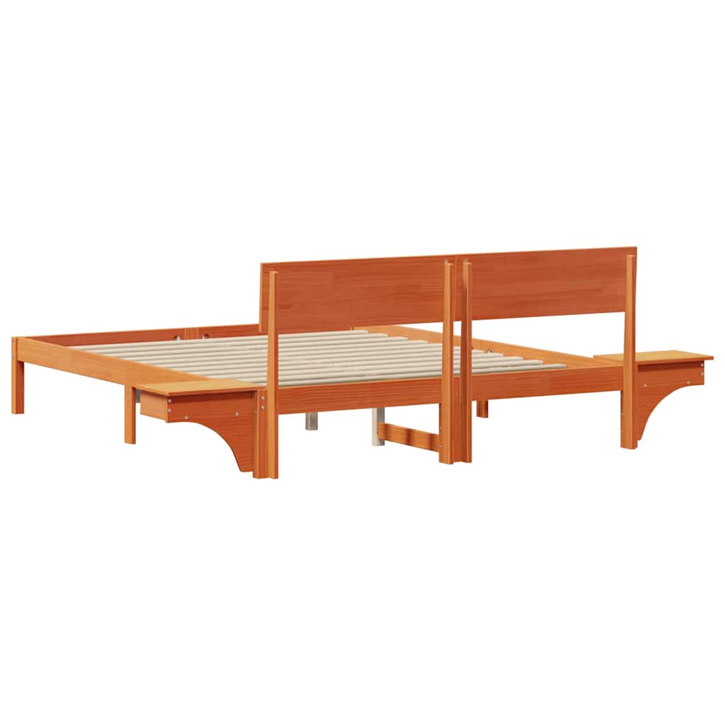 Sengestel med hovedgærde Voks brun 150 x 200 cm Massiv fyrretræ