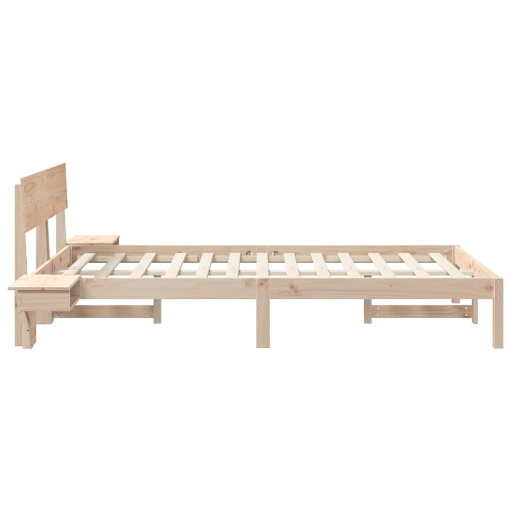 Sengestel med hovedgærde Brun 140 x 200 cm Massiv fyrretræ