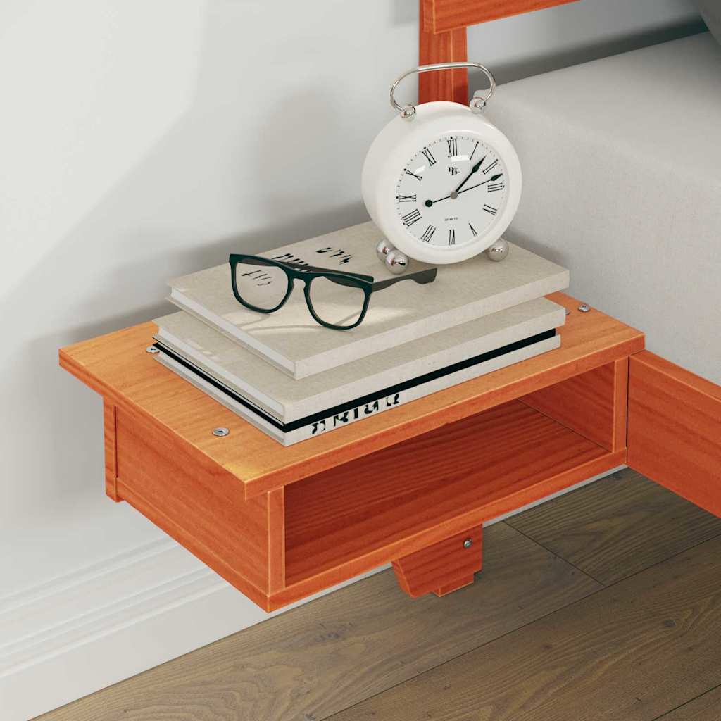 Sengestel med hovedgærde Voks brun 140 x 200 cm Massiv fyrretræ