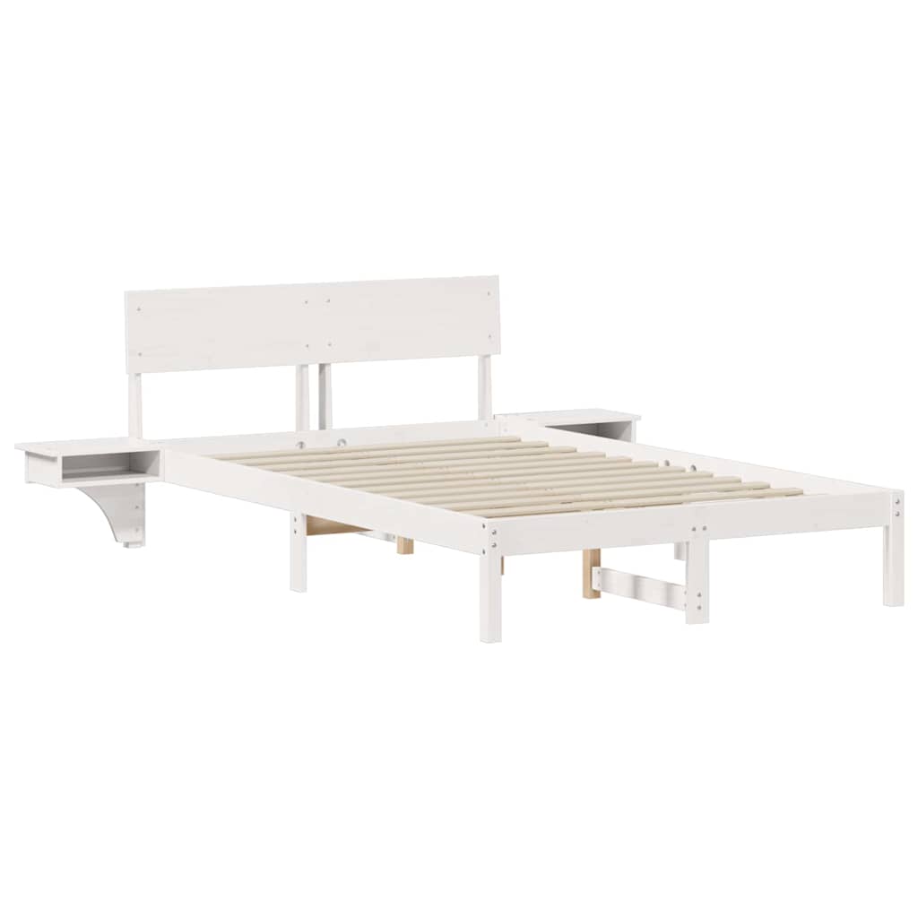 Sengestel med hovedgærde Hvid 140 x 190 cm Massiv fyrretræ