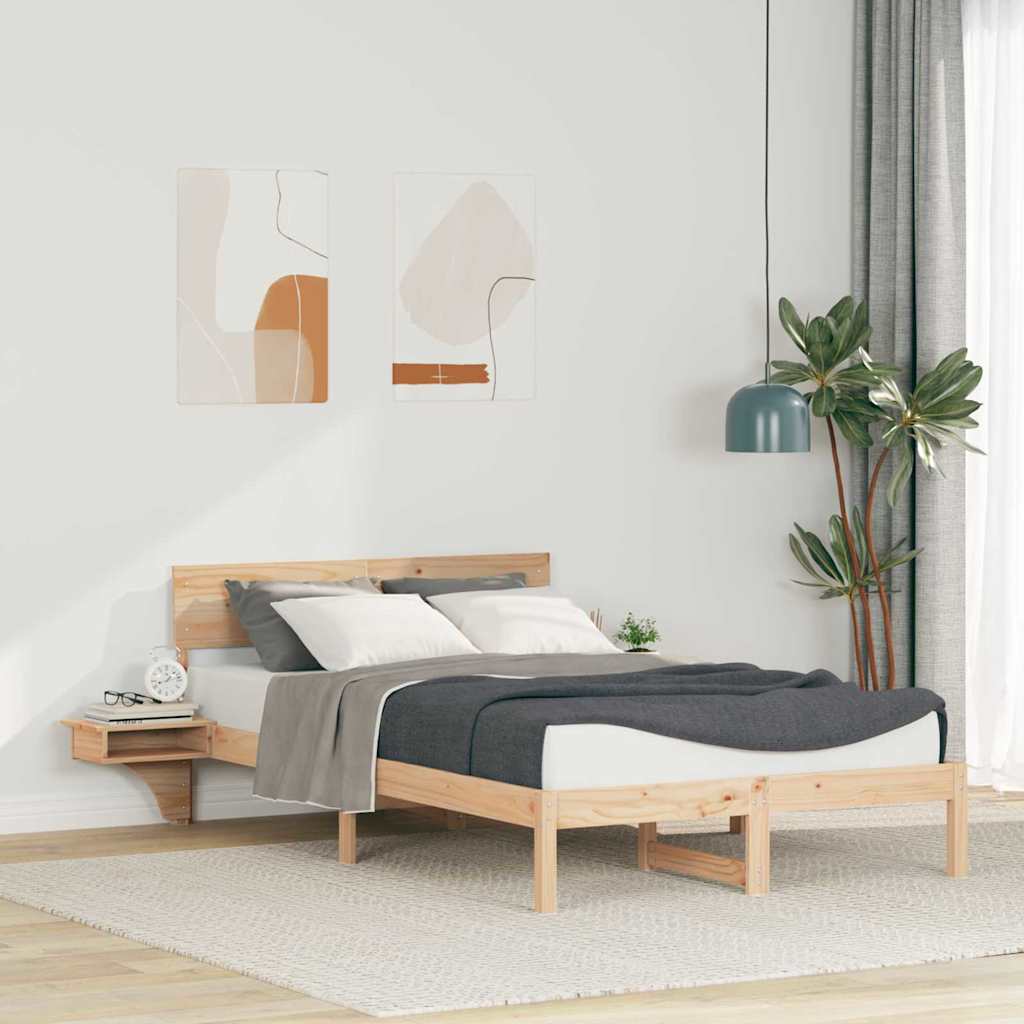 Sengestel med hovedgærde Brun 135 x 190 cm Massiv fyrretræ