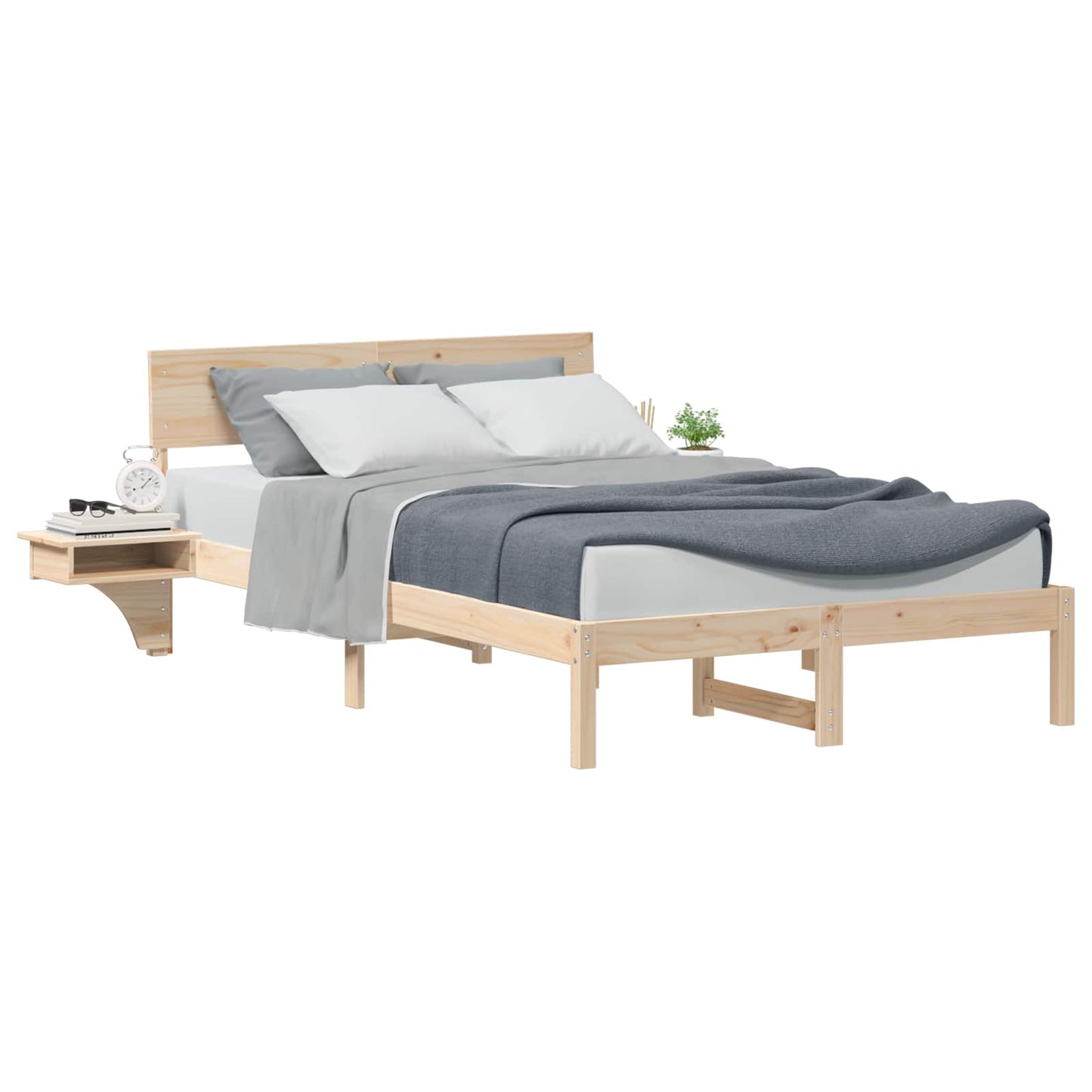 Sengestel med hovedgærde Brun 135 x 190 cm Massiv fyrretræ