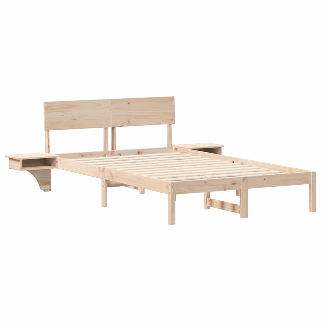 Sengestel med hovedgærde Brun 135 x 190 cm Massiv fyrretræ