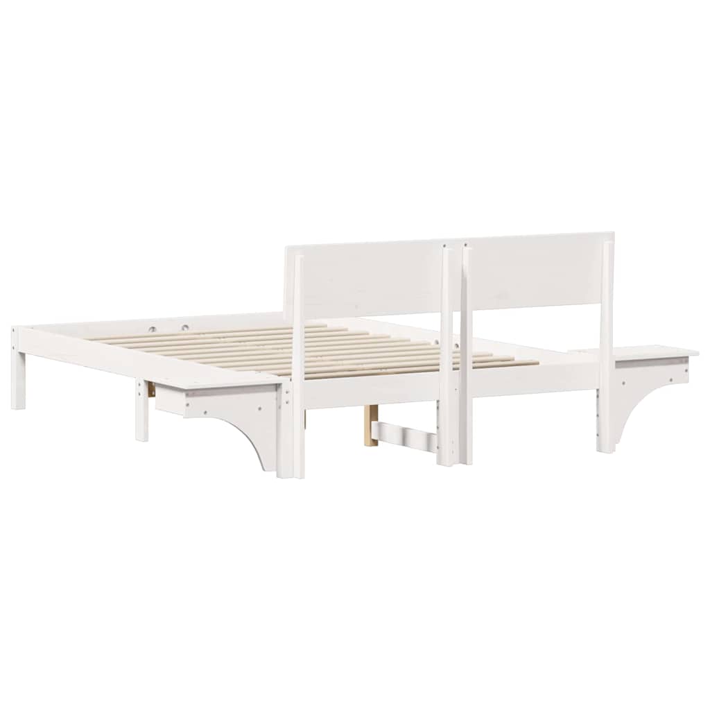 Sengestel med hovedgærde Hvid 135 x 190 cm Massiv fyrretræ