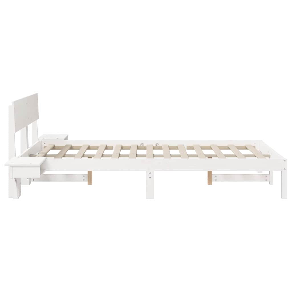 Sengestel med hovedgærde Hvid 135 x 190 cm Massiv fyrretræ