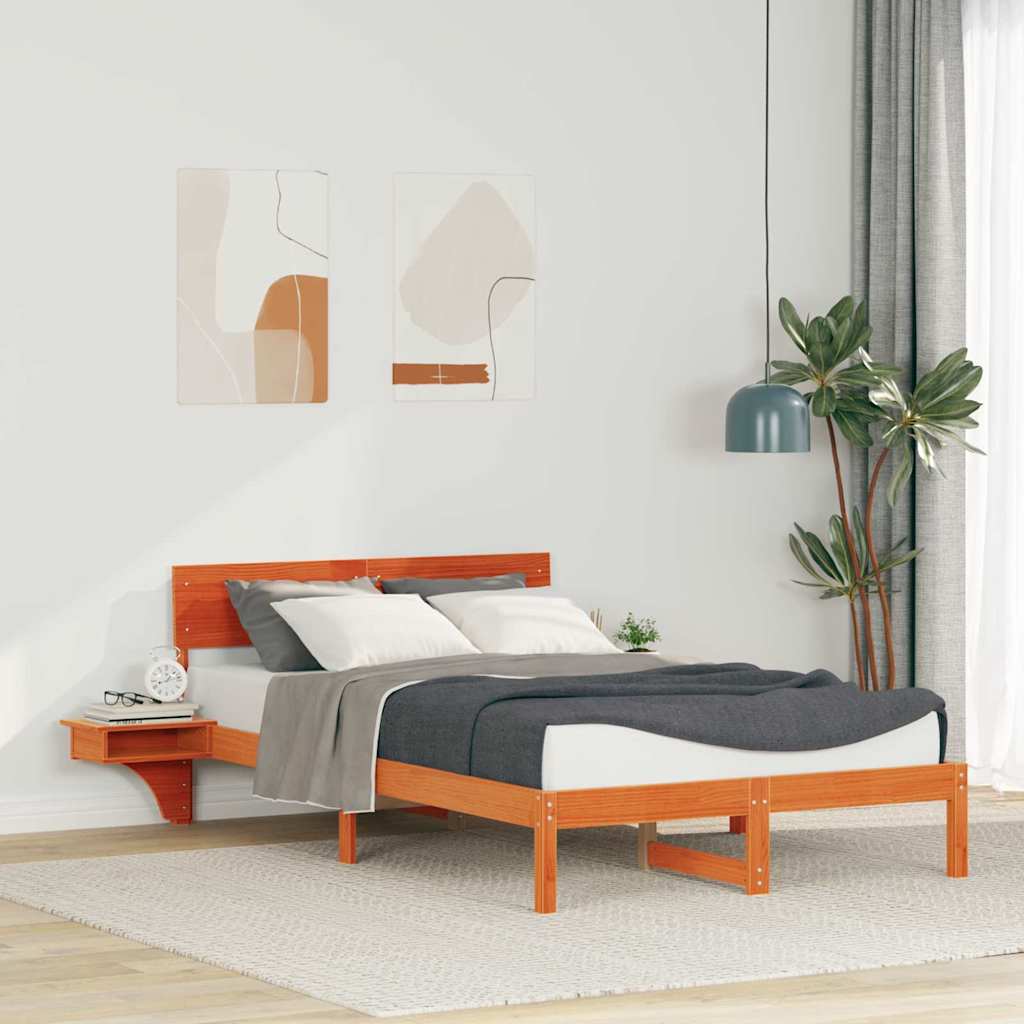 Sengestel med hovedgærde Voks brun 120 x 190 cm Massiv fyrretræ