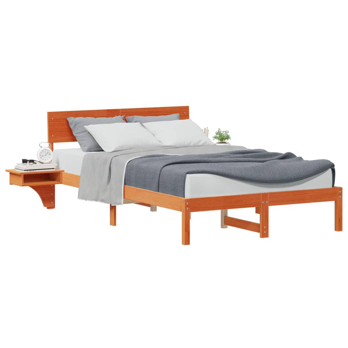 Sengestel med hovedgærde Voks brun 120 x 190 cm Massiv fyrretræ