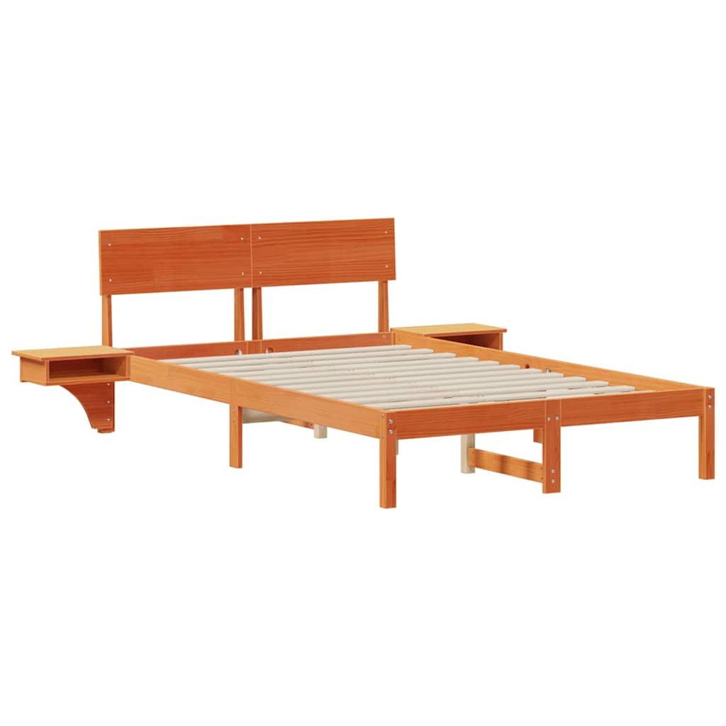 Sengestel med hovedgærde Voks brun 120 x 190 cm Massiv fyrretræ
