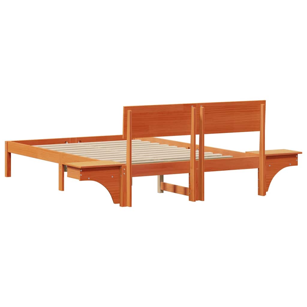Sengestel med hovedgærde Voks brun 120 x 190 cm Massiv fyrretræ