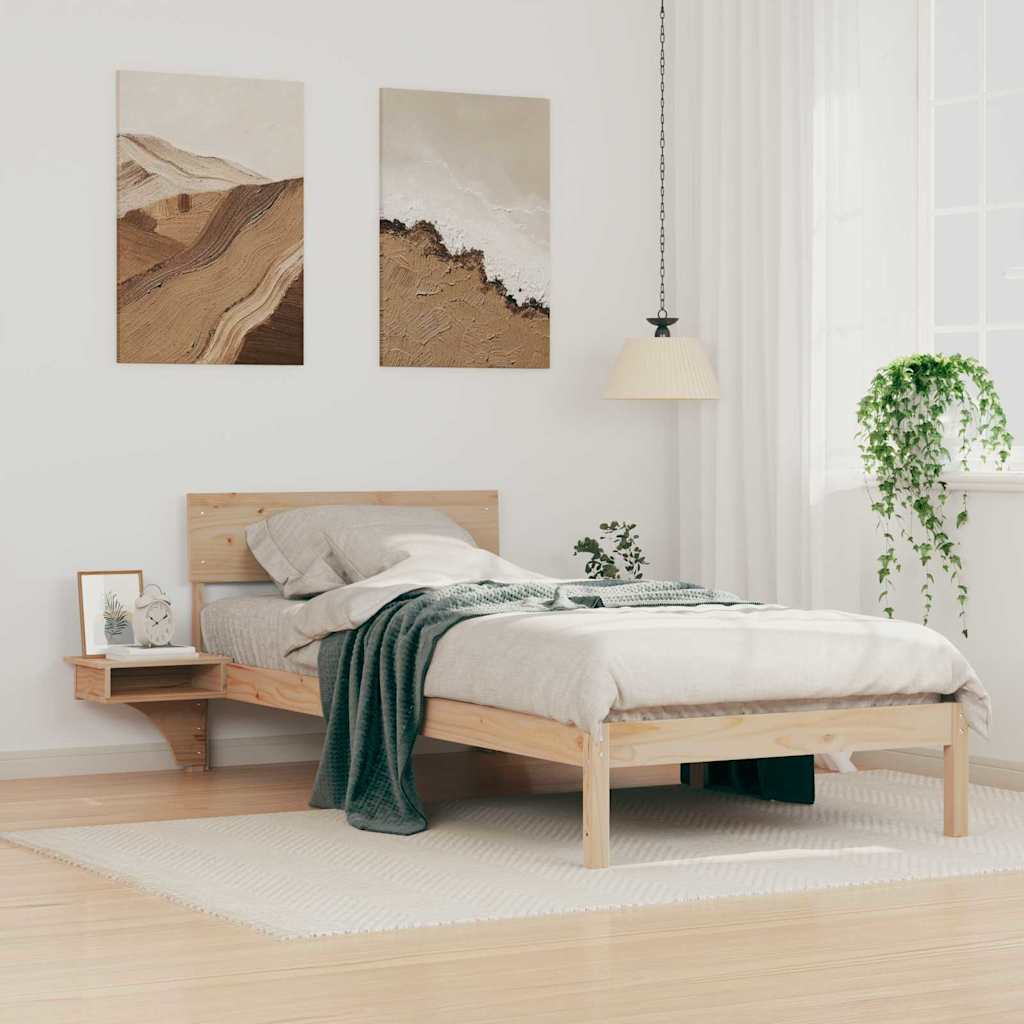 Sengestel med hovedgærde Brun 100 x 200 cm Massiv fyrretræ